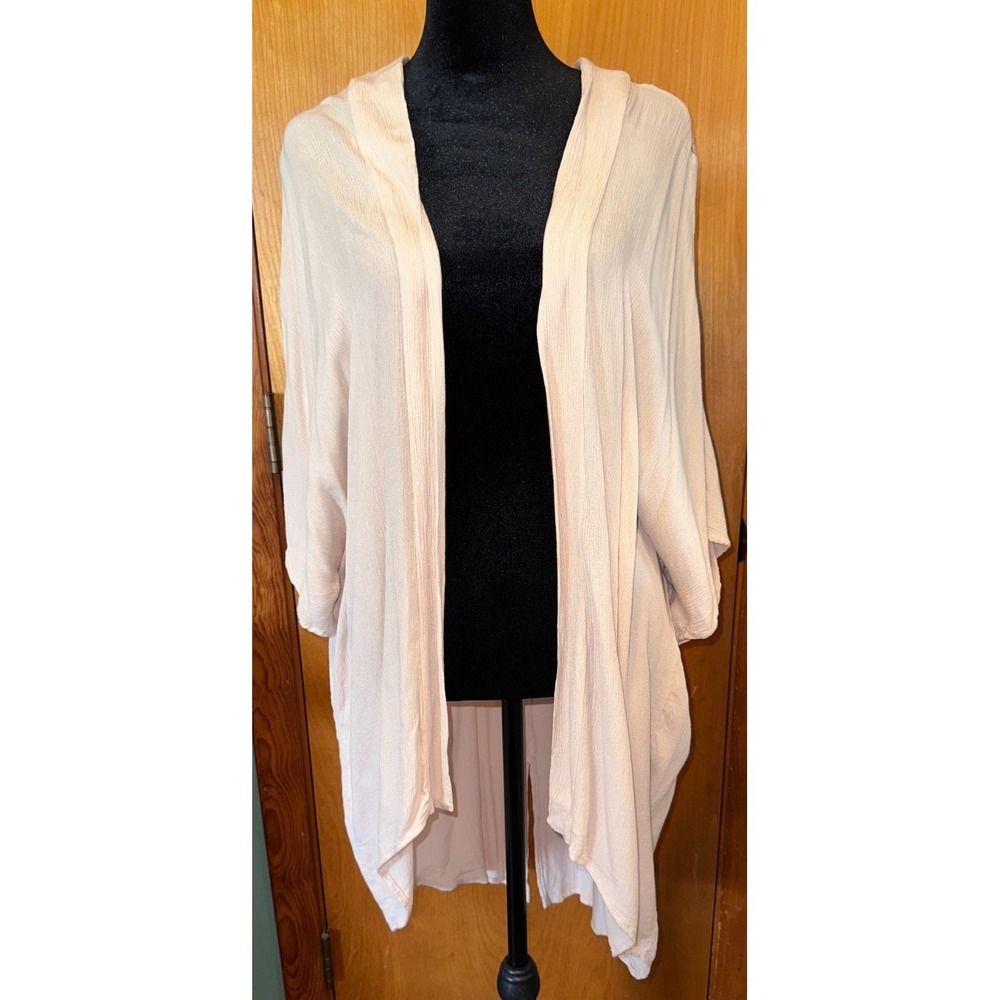 Elodie Womens Pink Lace Back Open Front Kimono Cardigan Duster Cover Up Medium - Picture 1 of 5